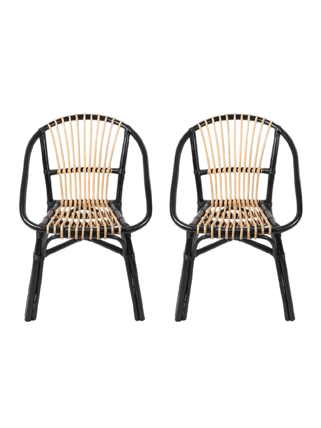 

HABERE INDIA Black & Beige 2 Pieces Bamboo Outdoor Chairs