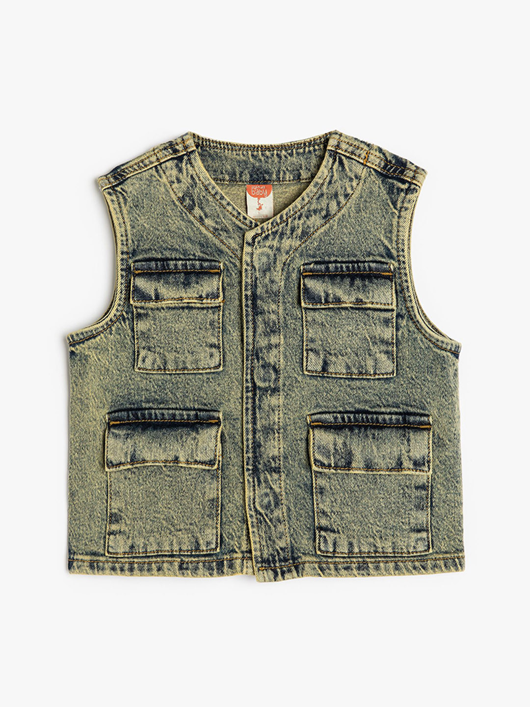 

Koton Boys Washed Pocket Detail Denim Jacket, Grey