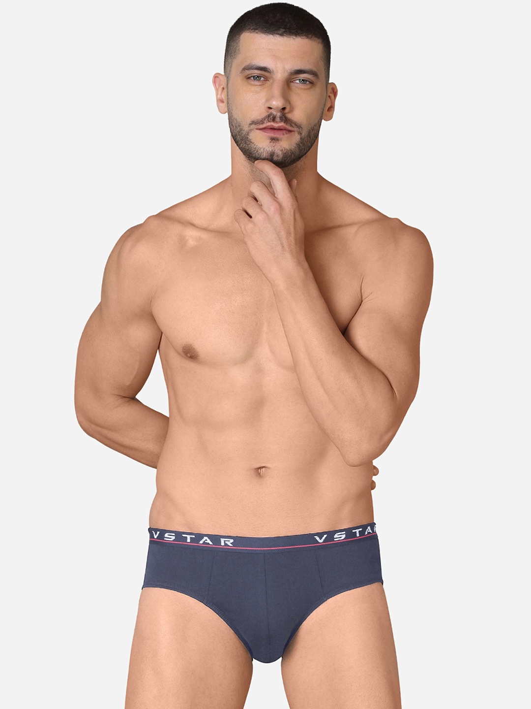 

VStar Pack Of 2 Premium Combed Cotton Basic Briefs ADAMS NEO-2PCS-CHINA_BLUE-China Blue, Navy blue