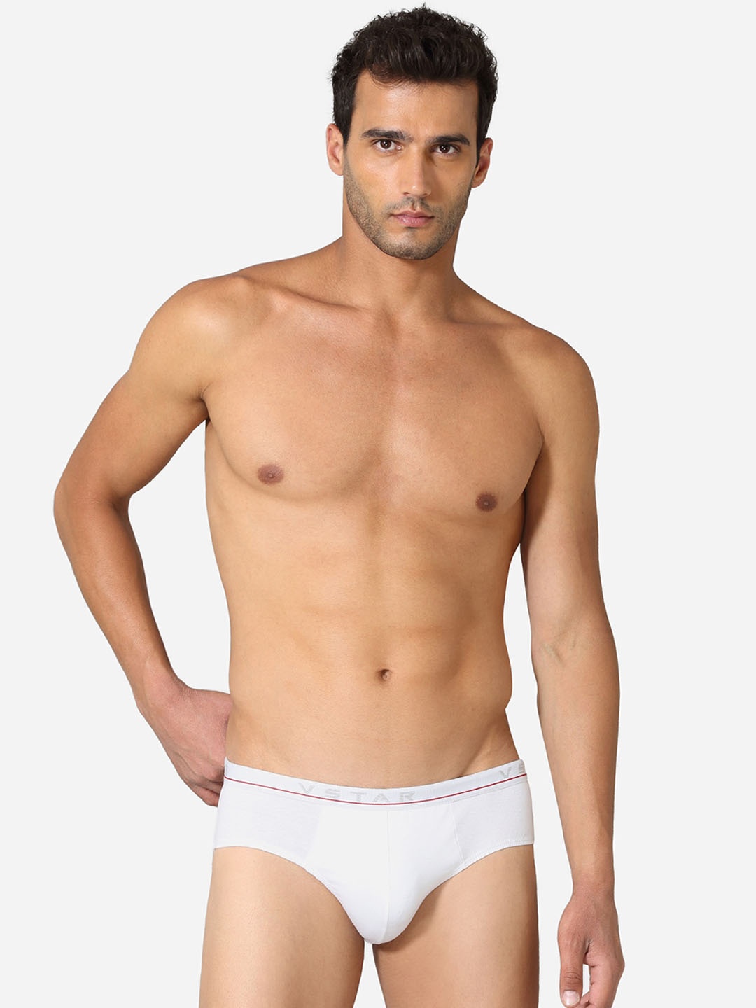 

VStar Pack Of 2 Soft High Tech Logo Imposed Waistband Basic Briefs ADAMS NEO-2PCS-WHITE