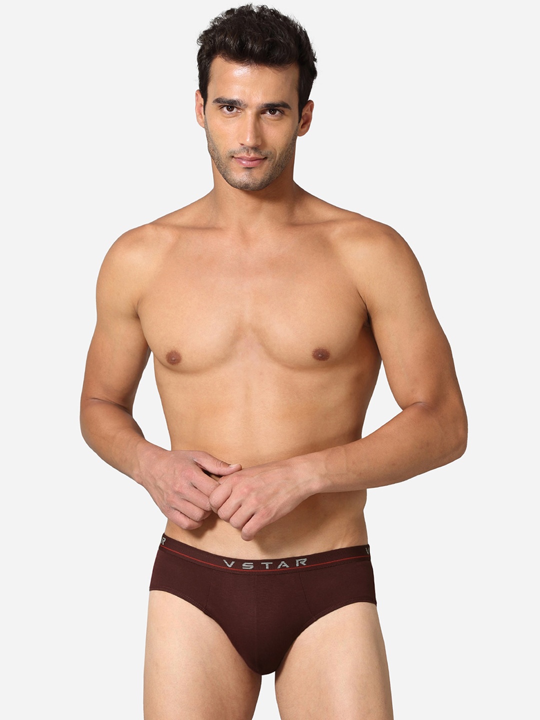 

VStar Pack Of 2 Combed Cotton Basic Briefs ADAMS NEO-2PCS-BITTER_CHOCOLATE, Brown