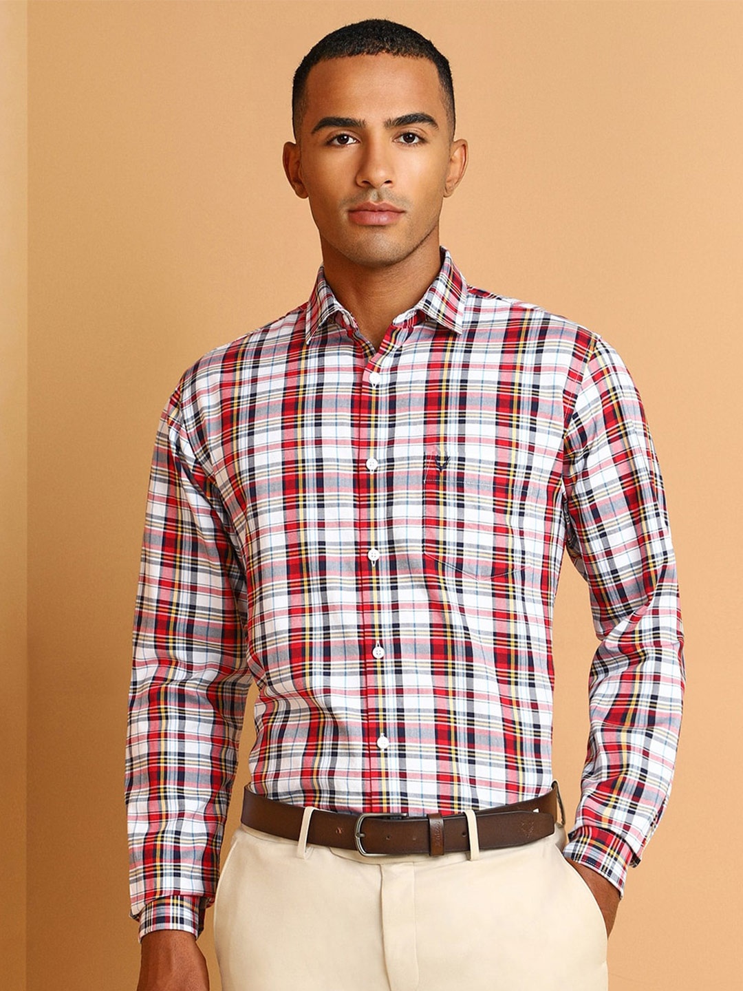 

Allen Solly Slim Fit Tartan Checked Pure Cotton Formal Shirt, Red