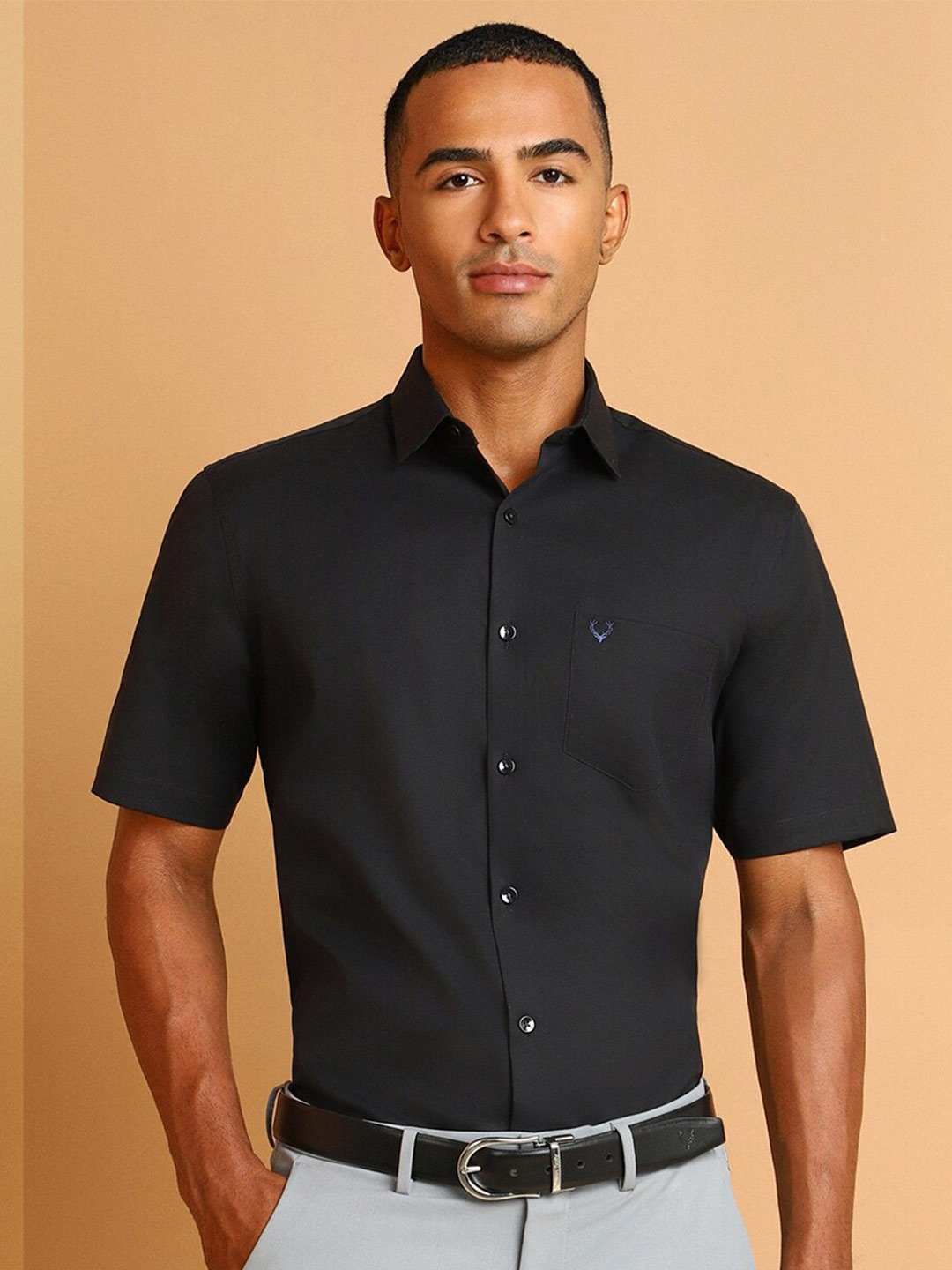 

Allen Solly Slim Fit Spread Collar Cotton Formal Shirt, Black