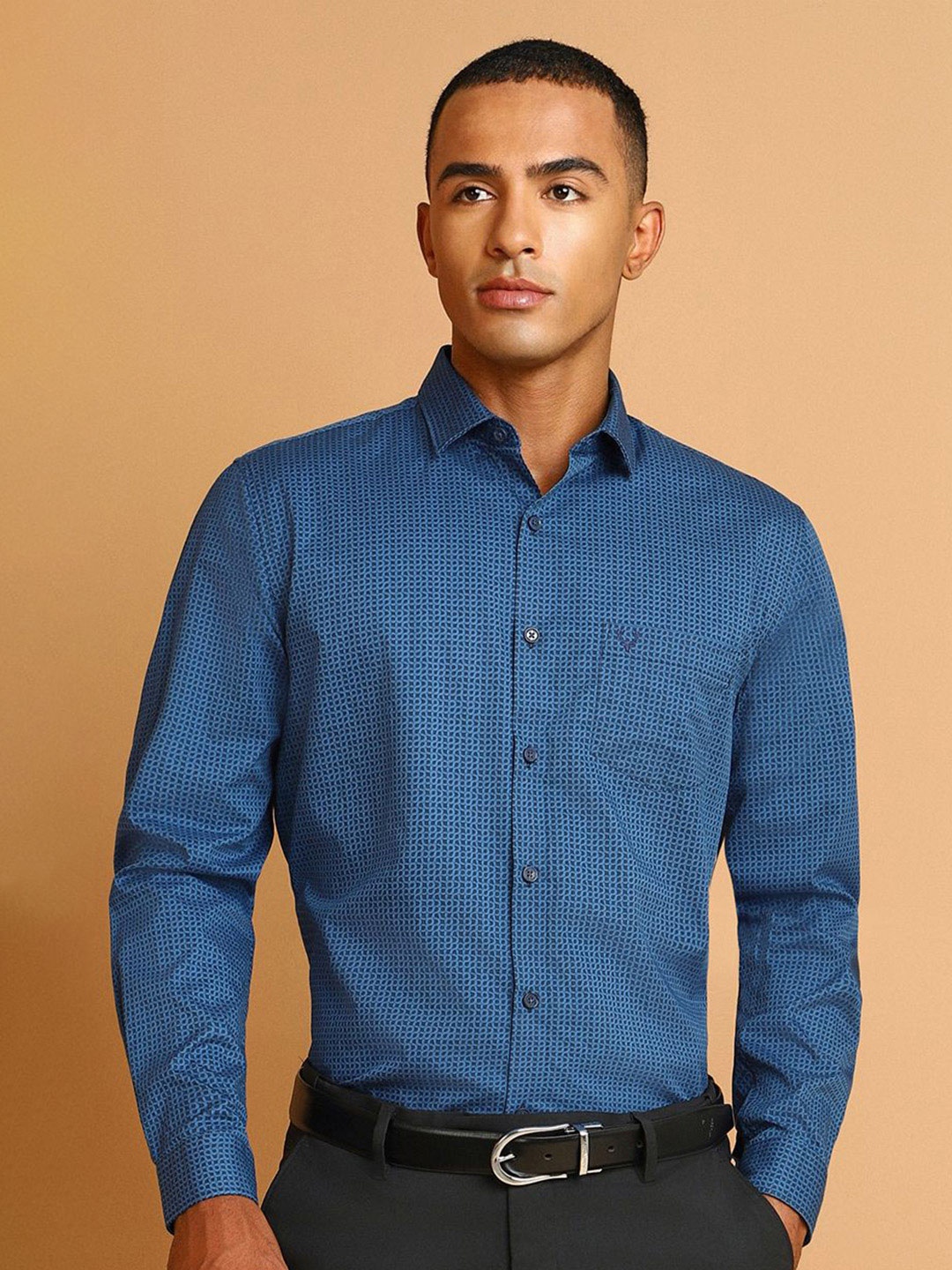

Allen Solly Slim Fit Abstract Printed Pure Cotton Formal Shirt, Blue