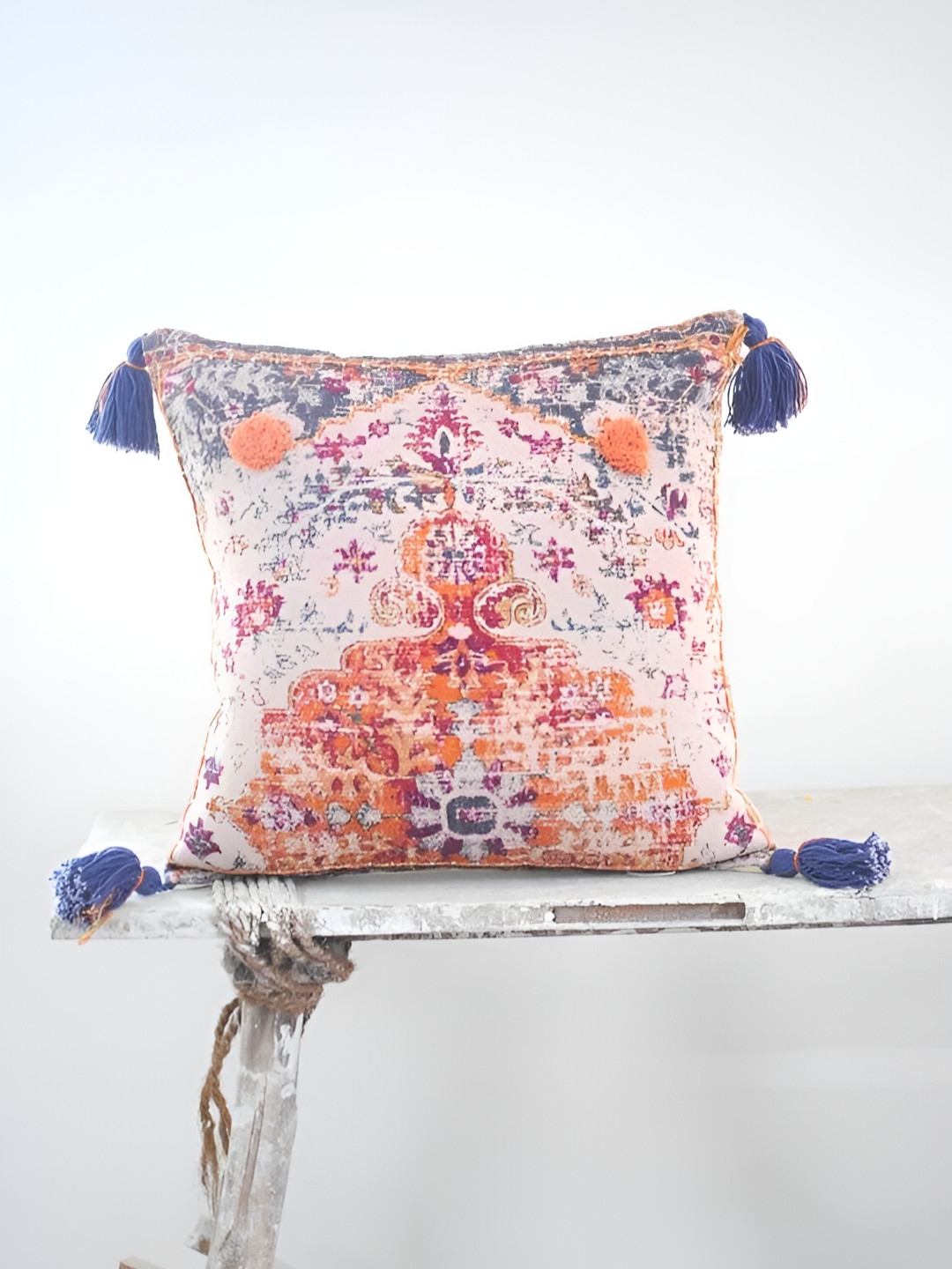 

Art Avenue Orange & White Floral Square Cushion Cover