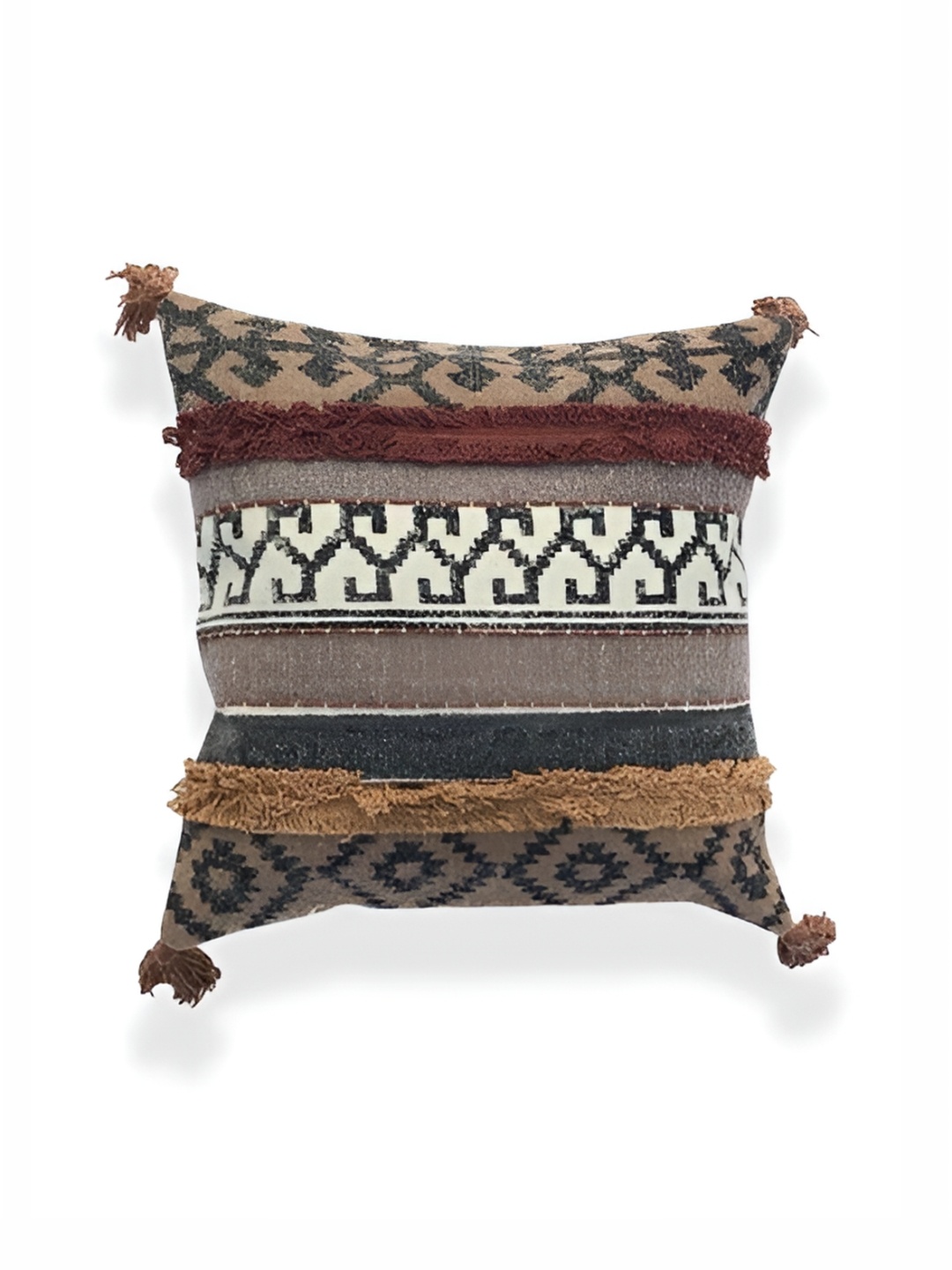 

Art Avenue White & Green Geometric Square Cushion Cover