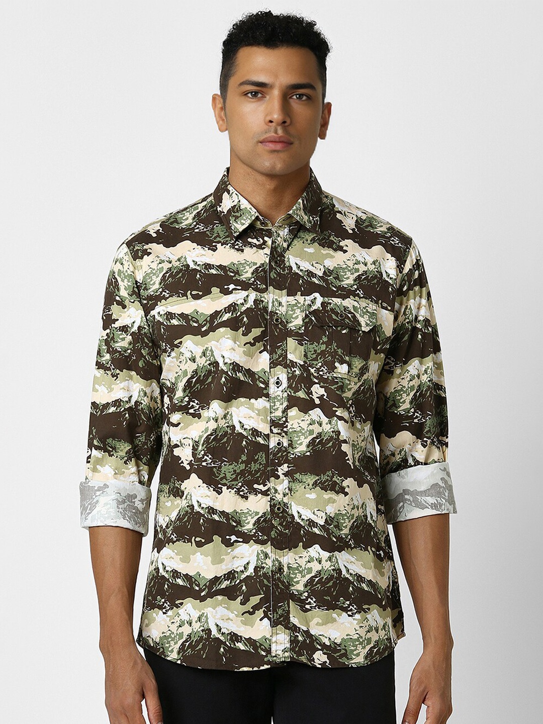 

Peter England Casuals Slim Fit Cotton Printed Casual Shirt, Brown