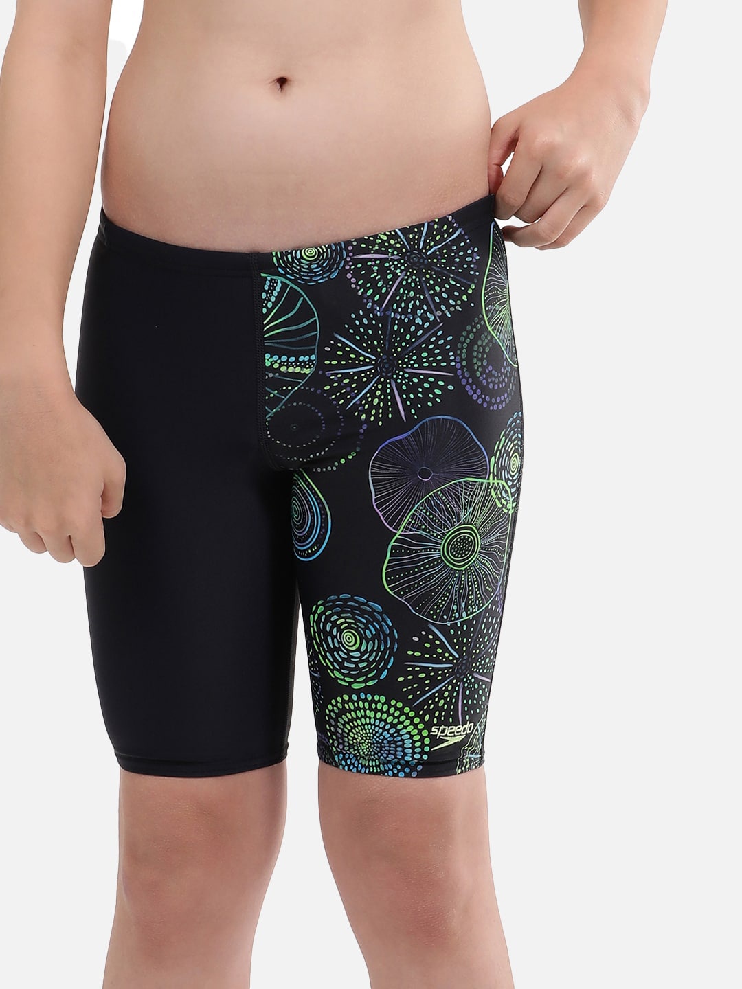 

Speedo Boys Endruance 10 Chlorine Resistant UPF 40 Digital Printed Jammer, Navy blue