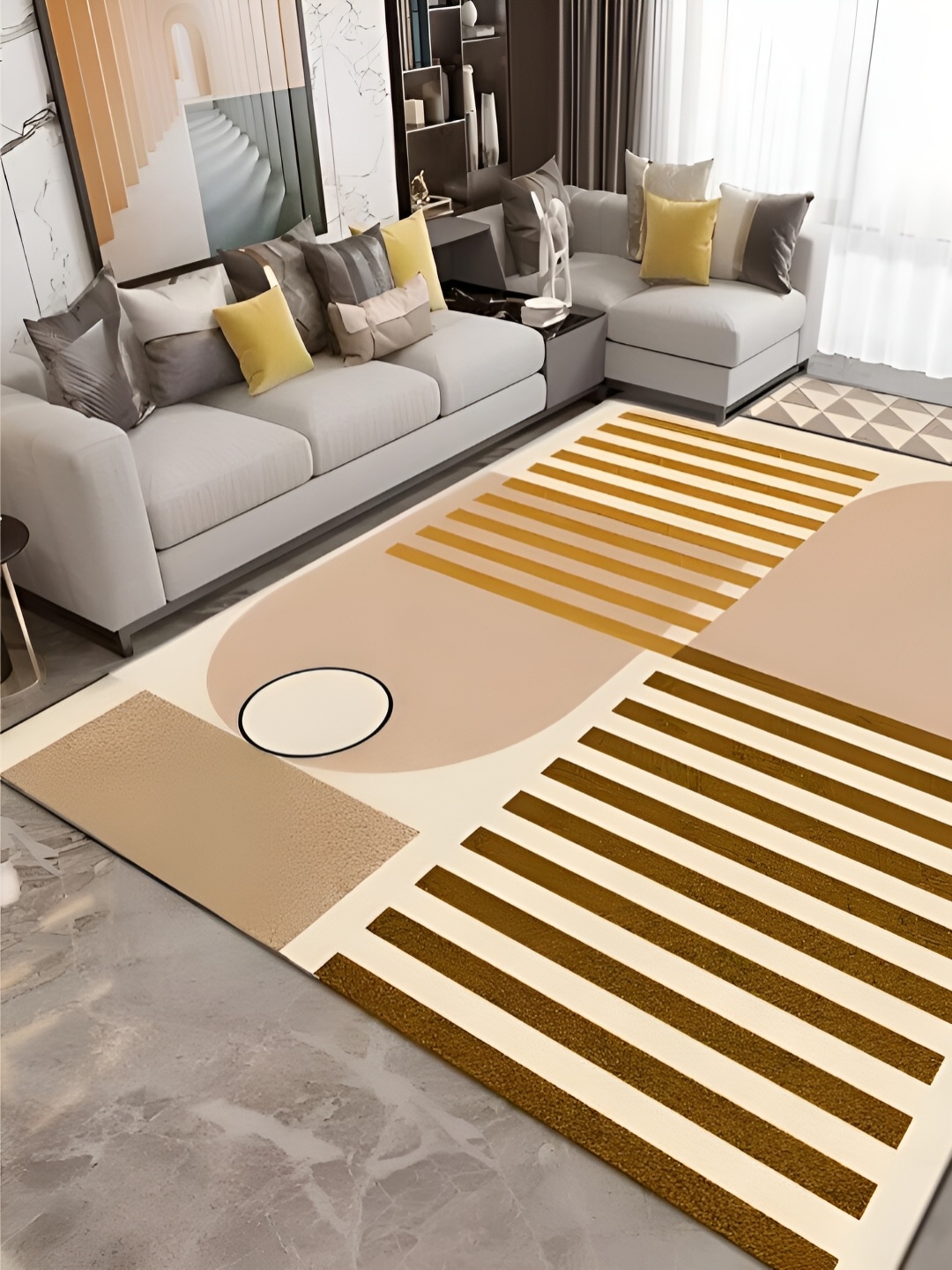 

RUGSMITH Beige Geometric Hand-Tufted Carpet