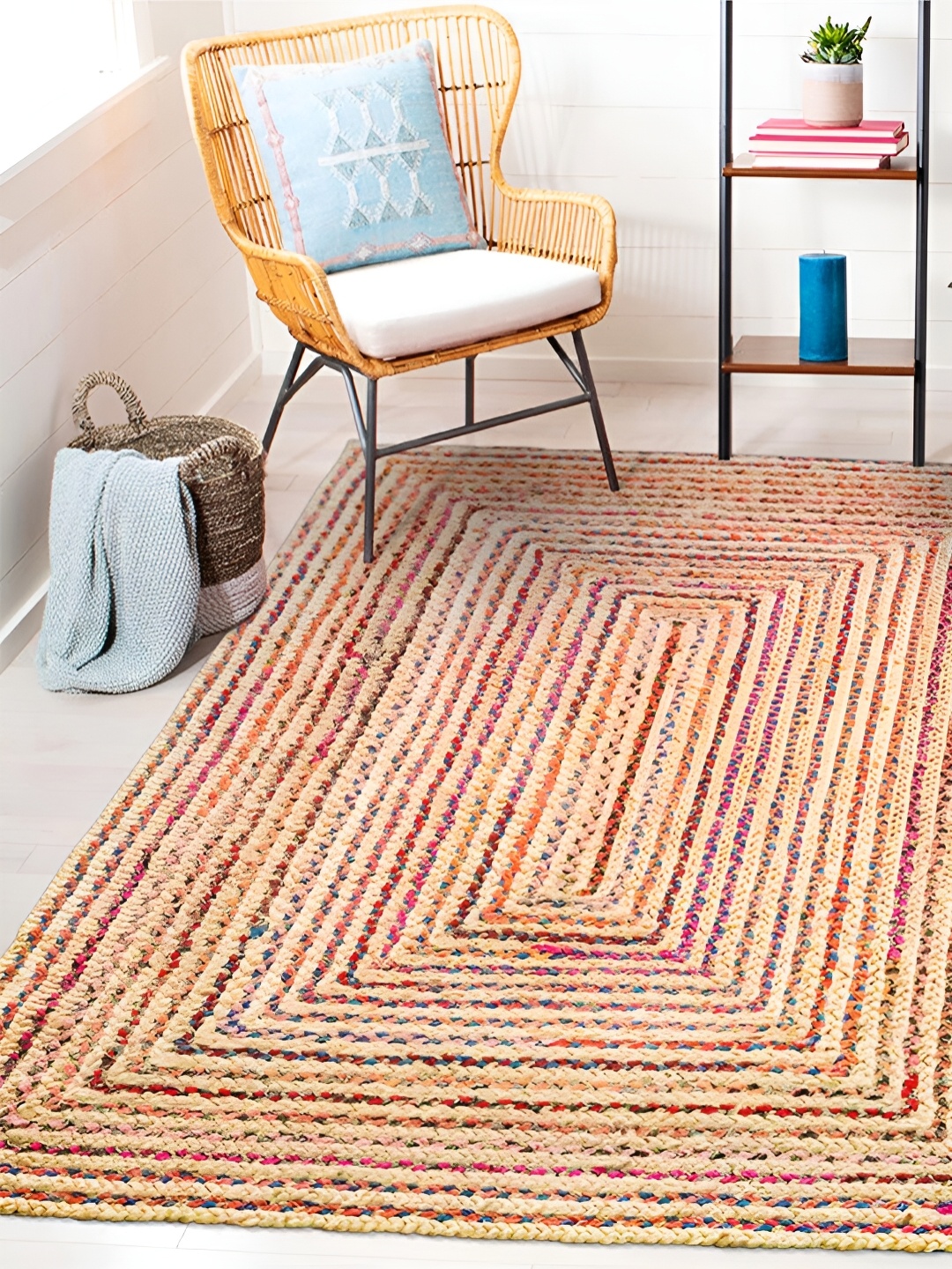 

RUGSMITH Beige & Pink Geometric Hand-Tufted Carpet