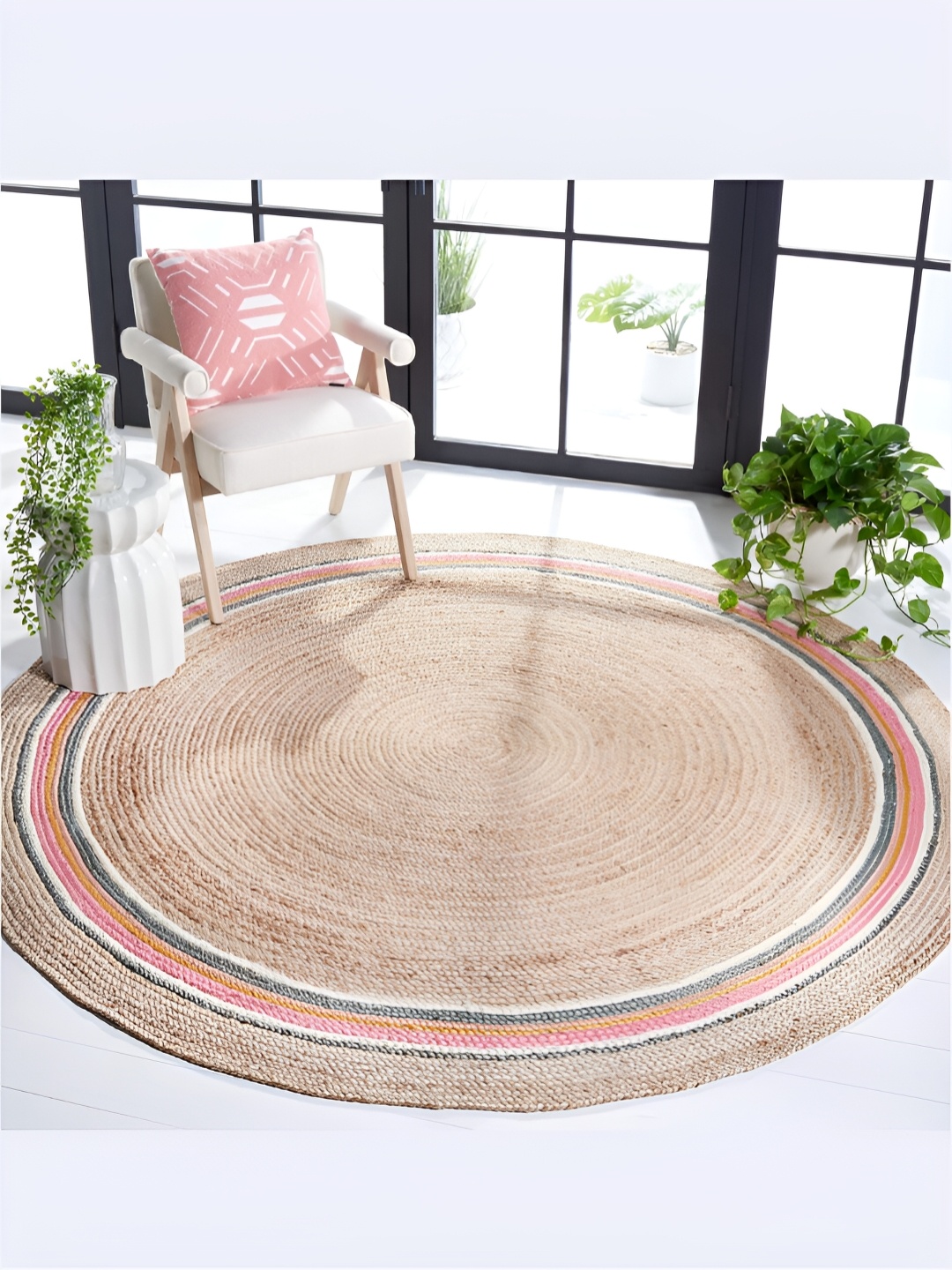 

RUGSMITH Brown & Orange Textured Hand Tufted Round Carpet