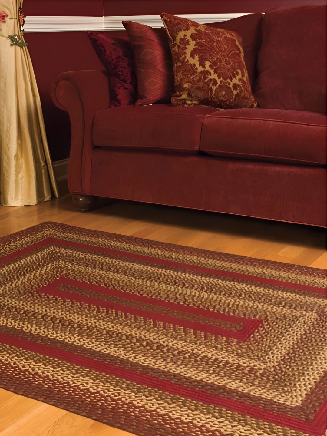 

RUGSMITH Beige & Maroon Geometric Hand-Tufted Carpet