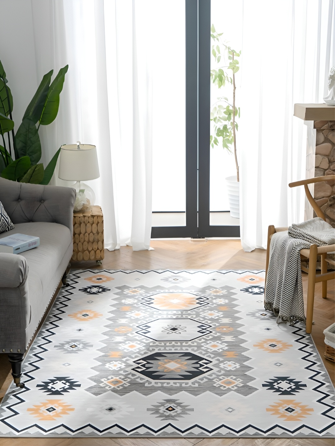 

RUGSMITH White & Grey Abstract Hand-Tufted Carpet
