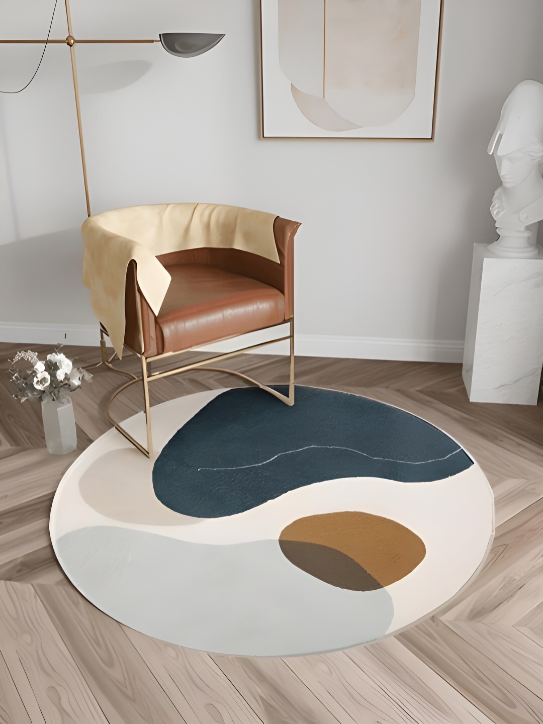 

RUGSMITH Beige & Blue Abstract Hand-Tufted Carpet