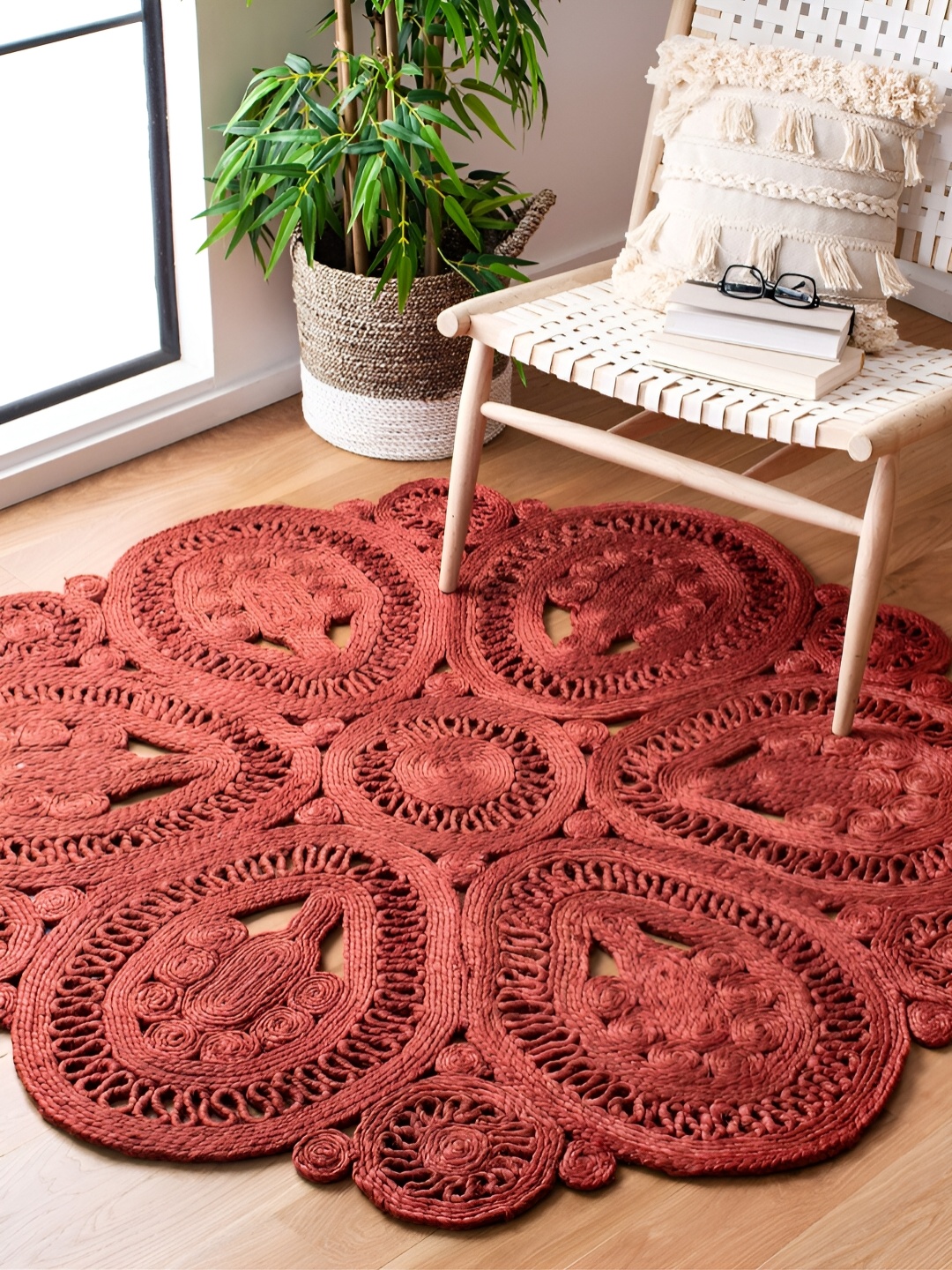 

RUGSMITH Maroon Traditional Hand-Tufted Carpet