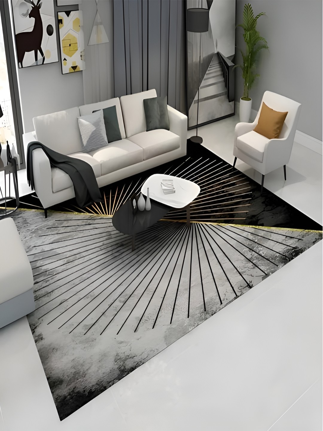 

RUGSMITH Grey & Black Abstract Hand-Tufted Carpet