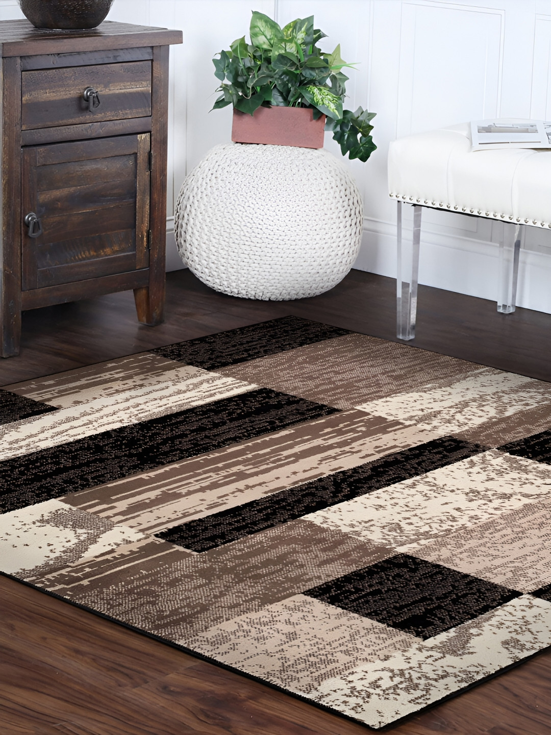 

RUGSMITH Brown & Black Abstract Hand-Tufted Carpet