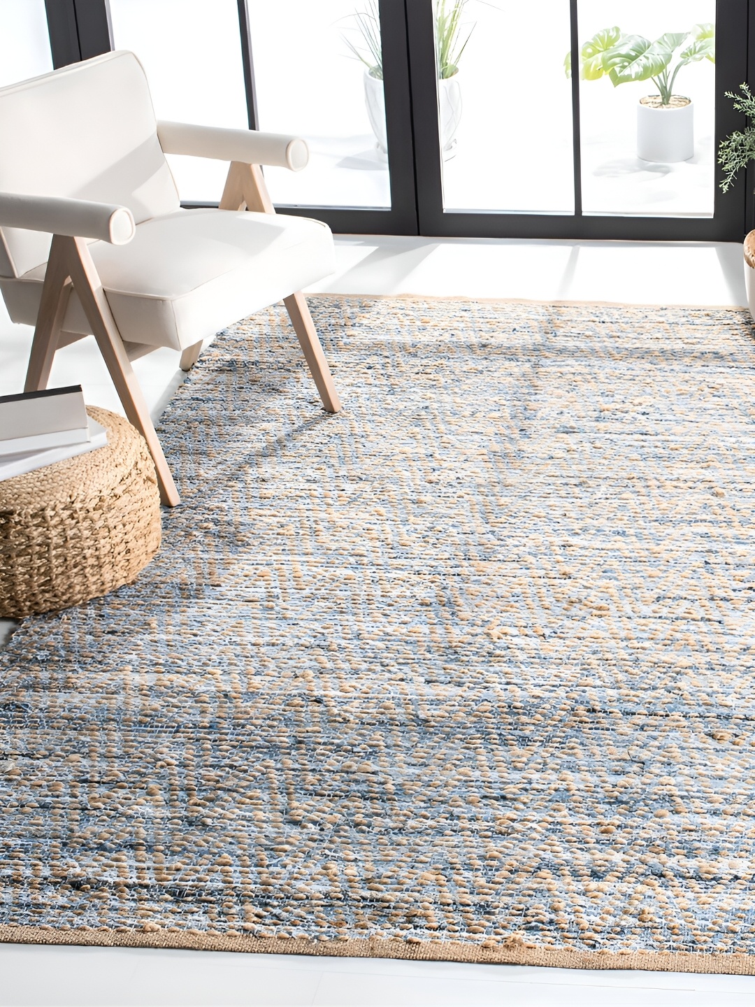 

RUGSMITH Blue & Beige Abstract Hand-Tufted Carpet