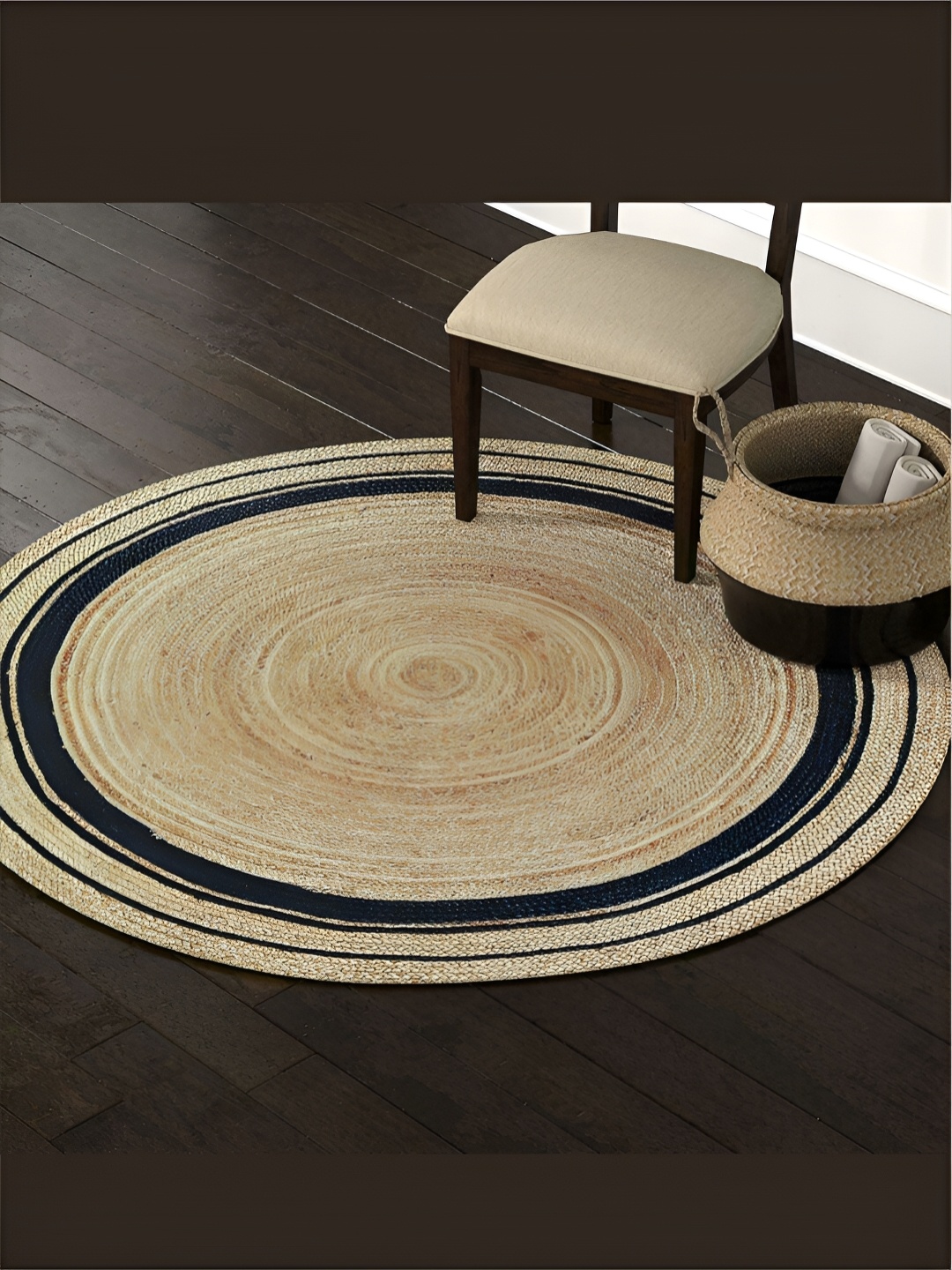 

RUGSMITH Beige & Navy Blue Traditional Hand-Tufted Carpet