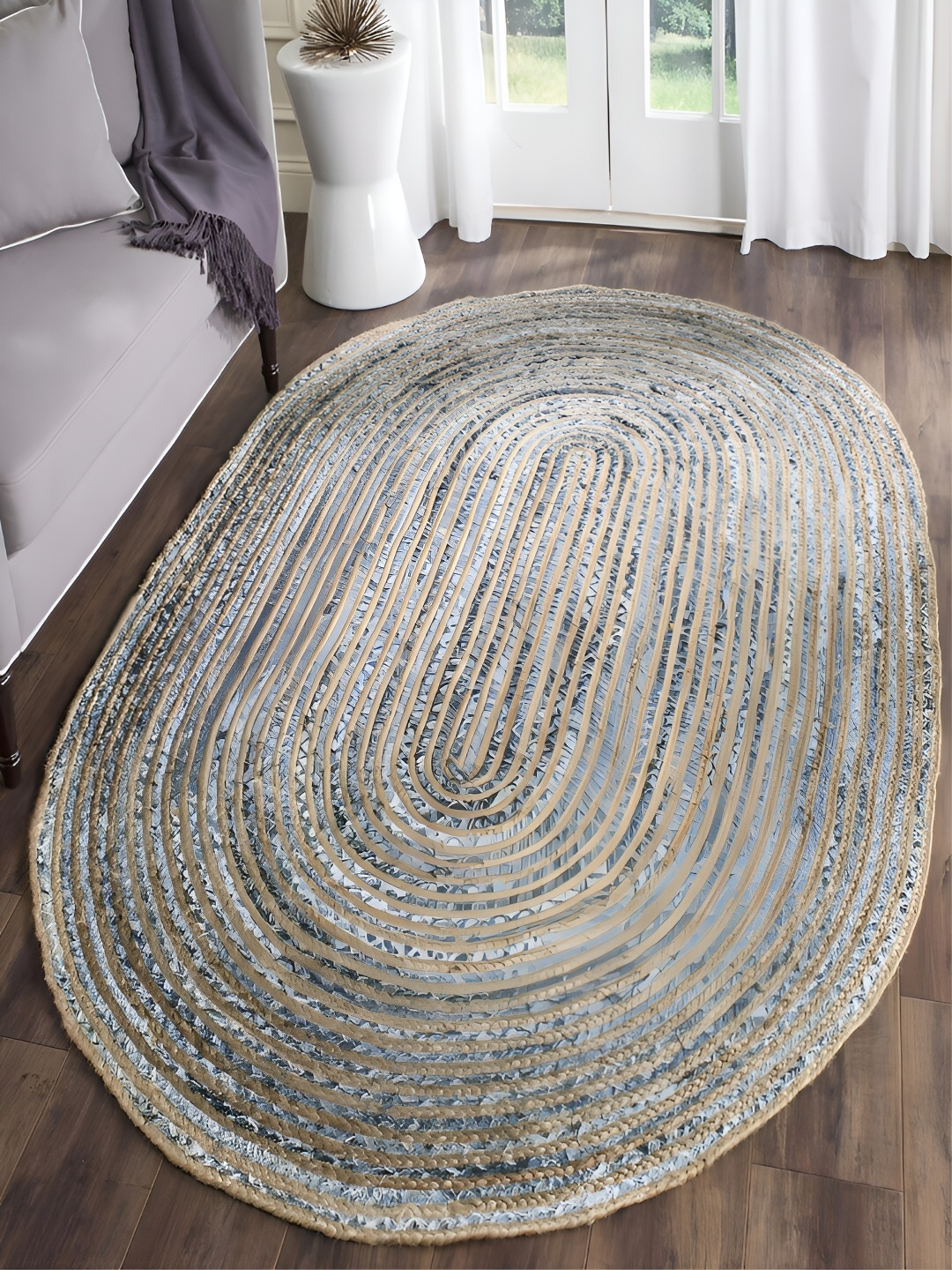 

RUGSMITH Beige & Blue Abstract Hand-Tufted Carpet