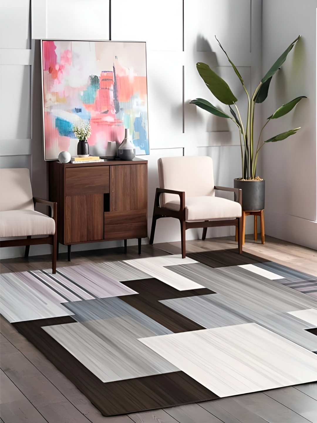 

RUGSMITH White Abstract Hand-Tufted Other Carpet