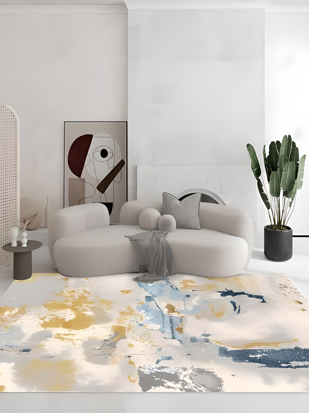 

RUGSMITH White & Grey Abstract Hand-Tufted Carpet