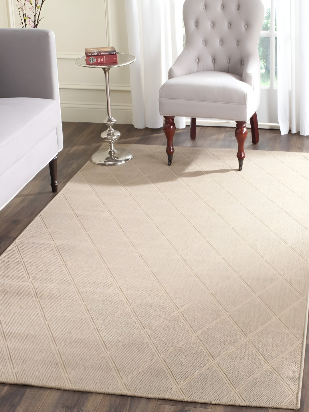 

RUGSMITH Beige Geometric Hand Tufted Rectangle Carpet