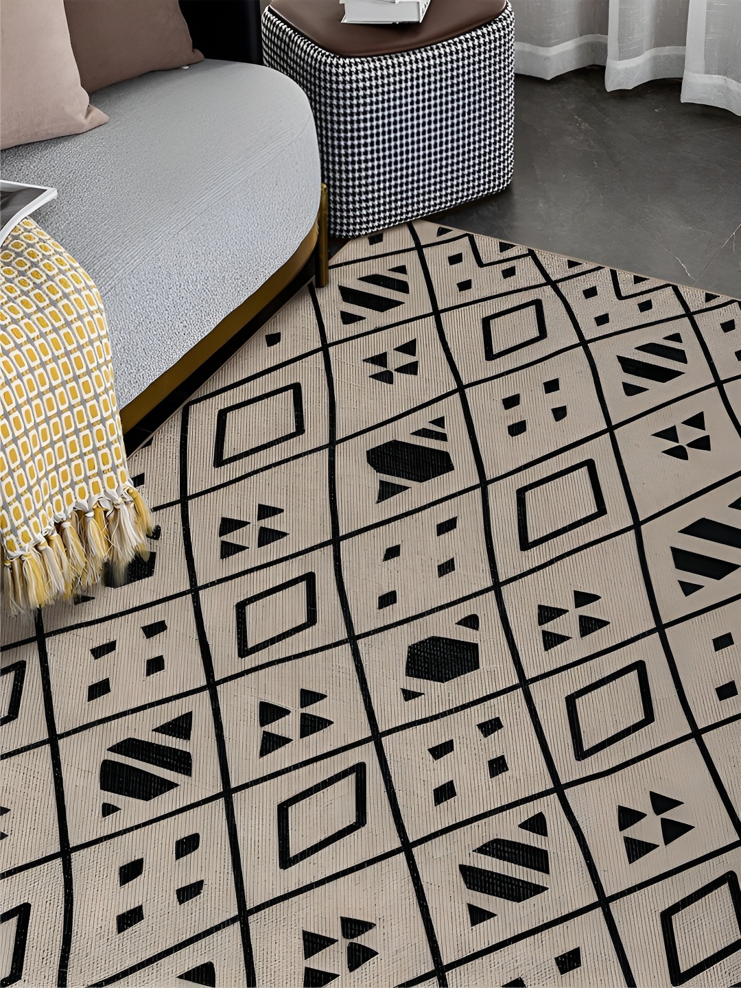 

RUGSMITH Beige & Black Abstract Hand-Tufted Carpet