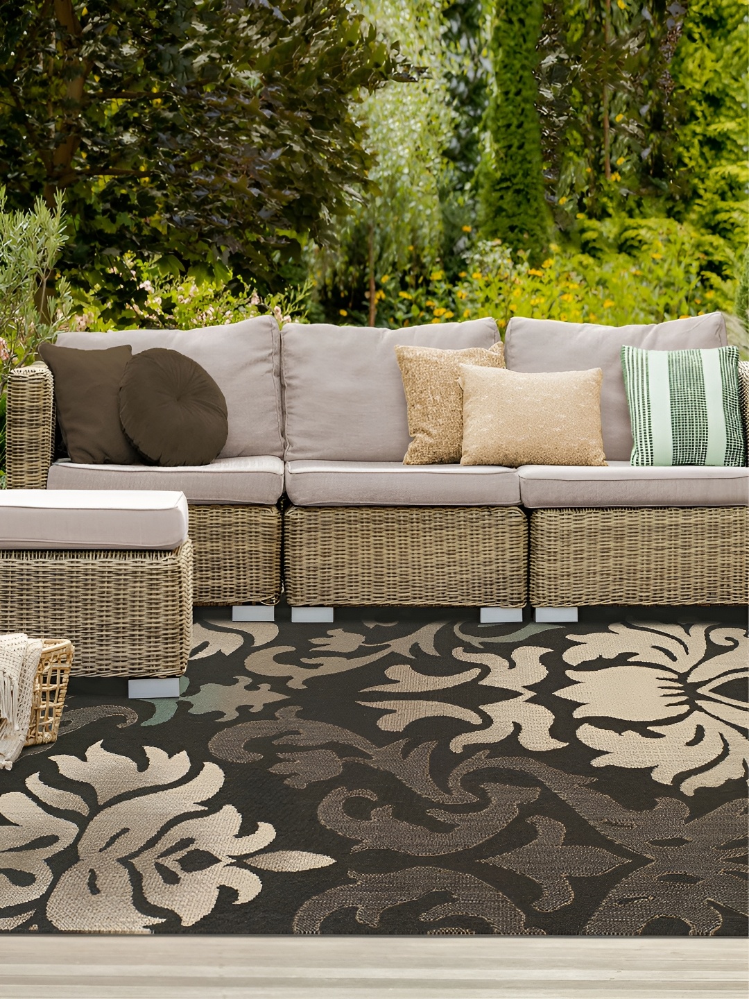 

RUGSMITH Black & Brown Abstract Hand-Tufted Carpet