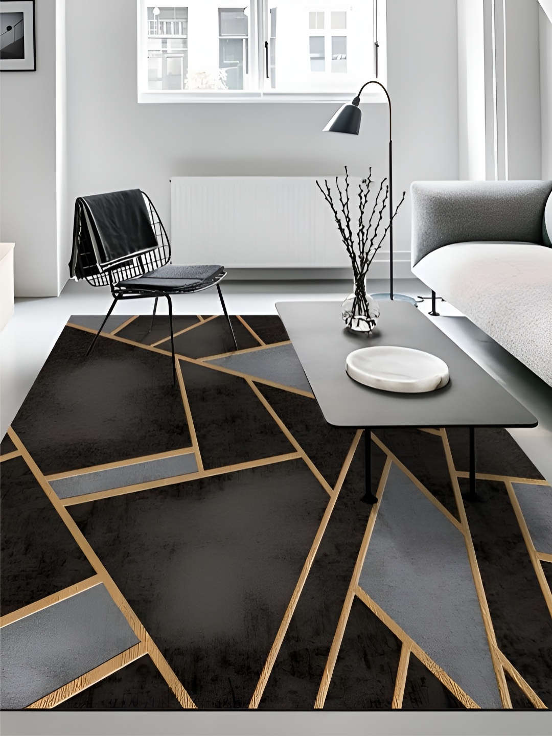 

RUGSMITH Grey & Black Abstract Hand-Tufted Carpet