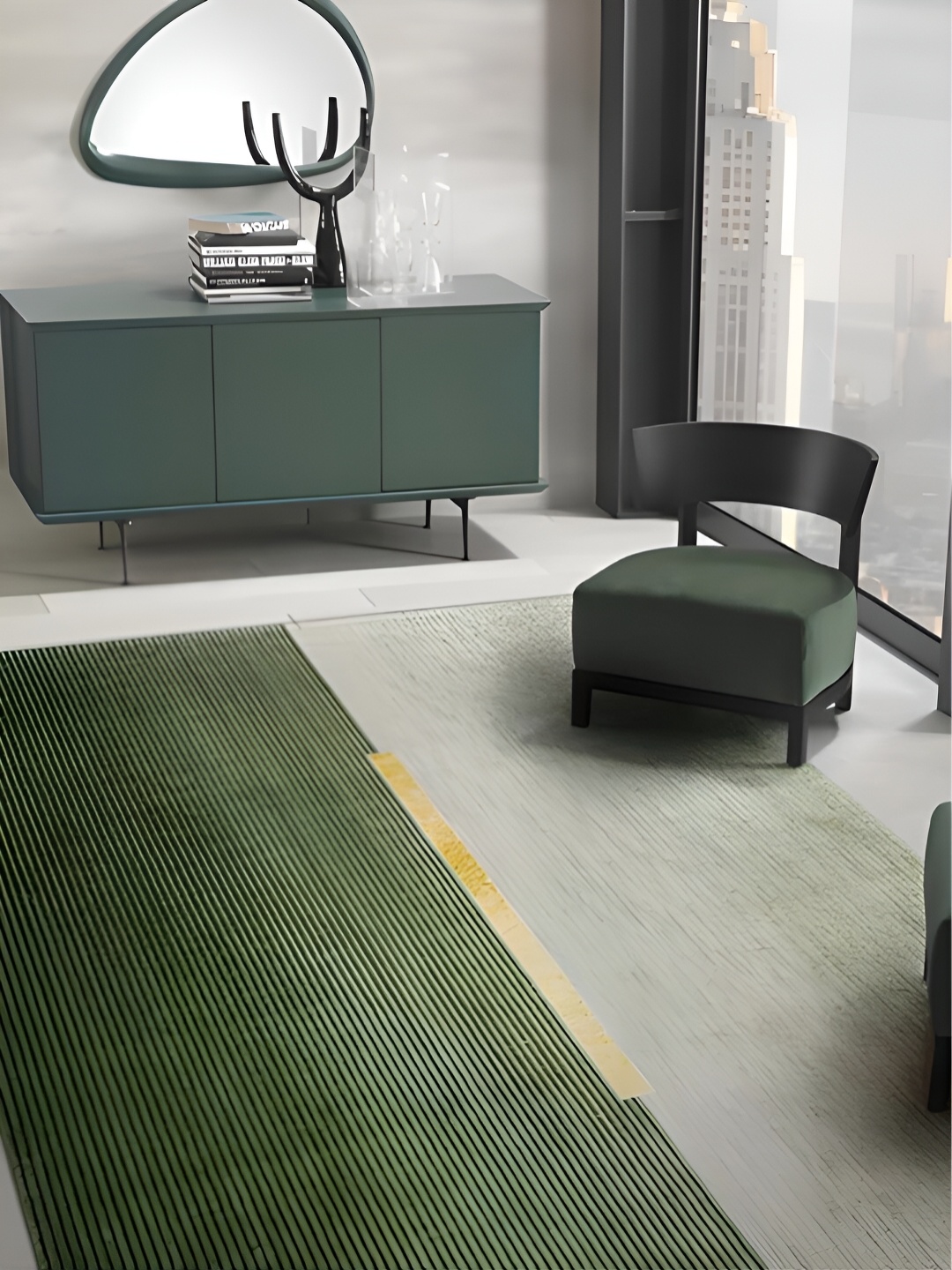 

RUGSMITH Green & Grey Abstract Hand-Tufted Carpet