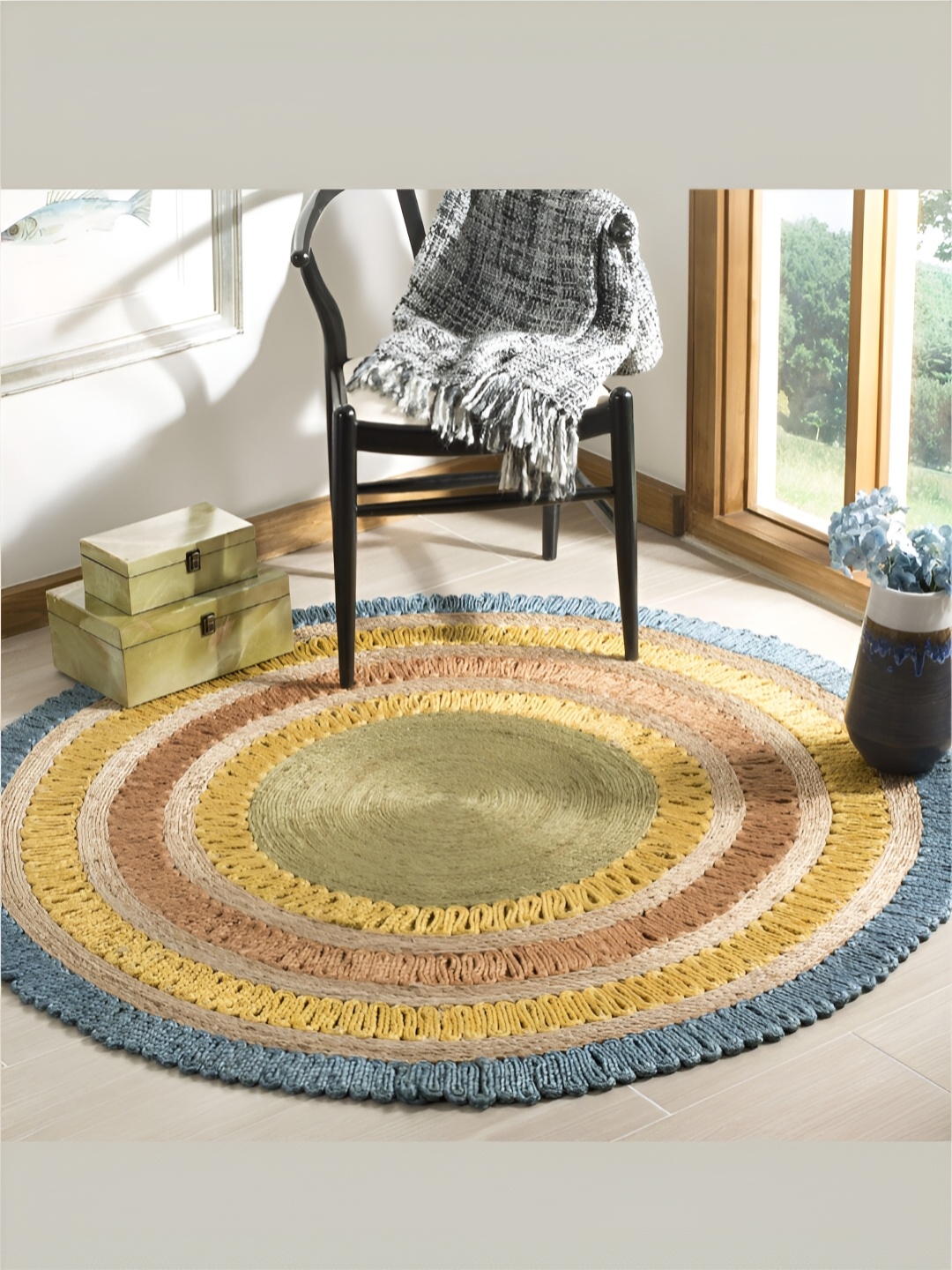 

RUGSMITH Orange & Blue Abstract Hand-Tufted Carpet