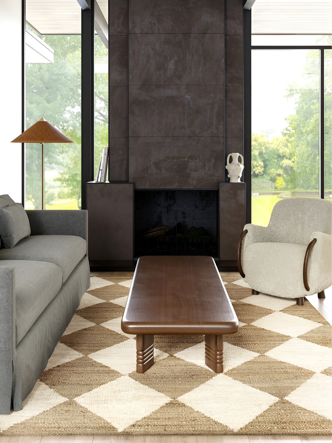 

RUGSMITH Cream & Beige Geometric Hand-Tufted Carpet