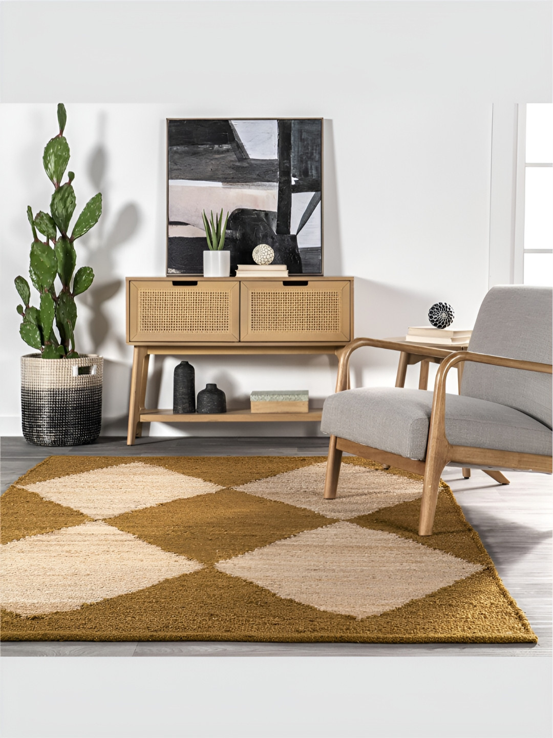 

RUGSMITH Brown Geometric Hand-Tufted Other Carpet