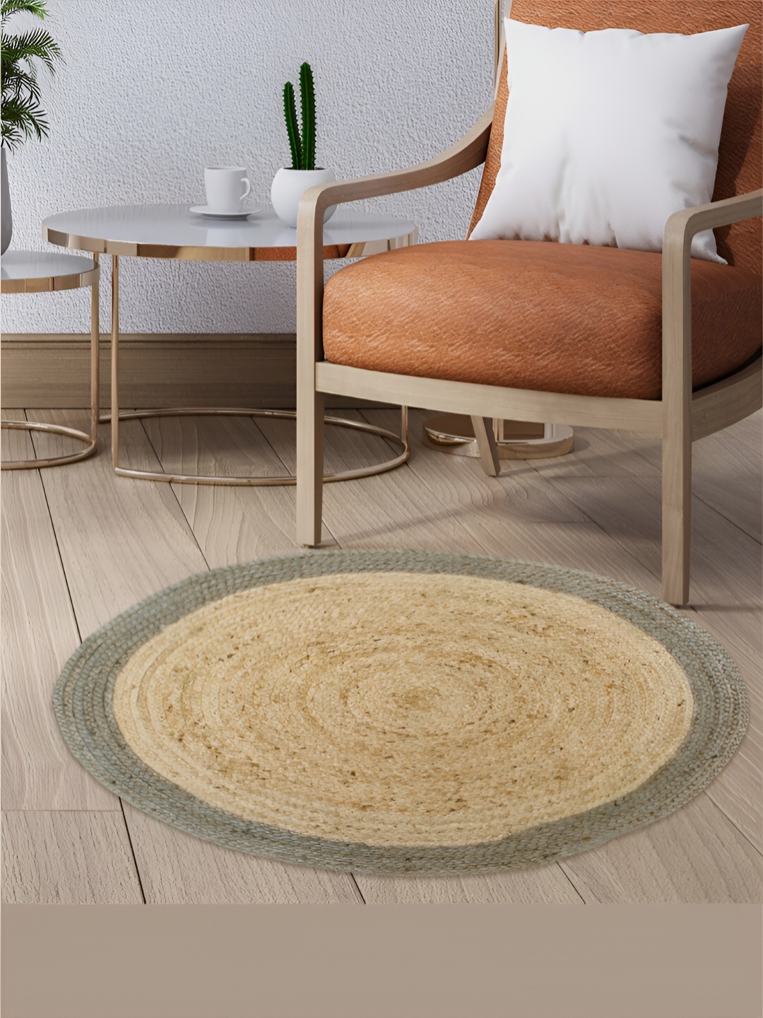 

RUGSMITH Beige & Green Colourblocked Hand-Tufted Carpet