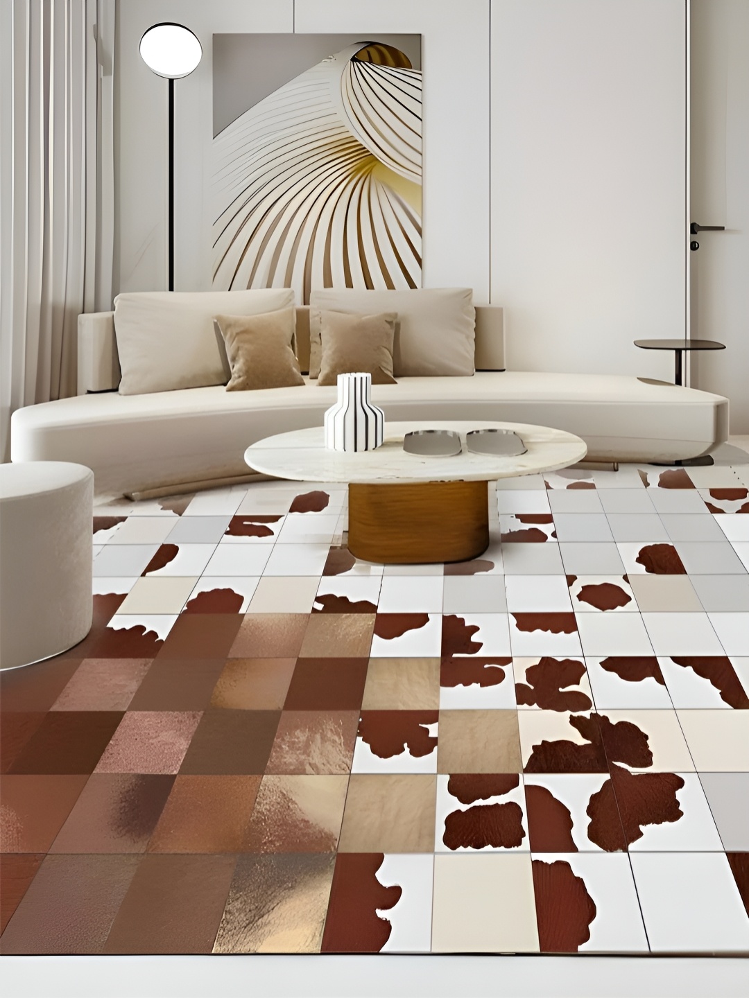 

RUGSMITH White Geometric Hand-Tufted Carpet