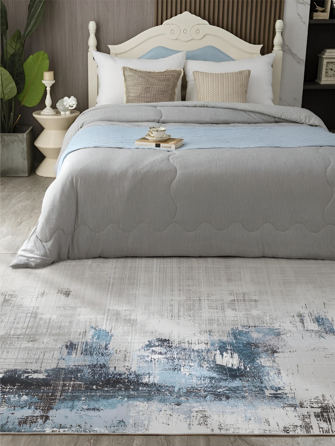 

RUGSMITH Blue & Grey Abstract Hand-Tufted Carpet