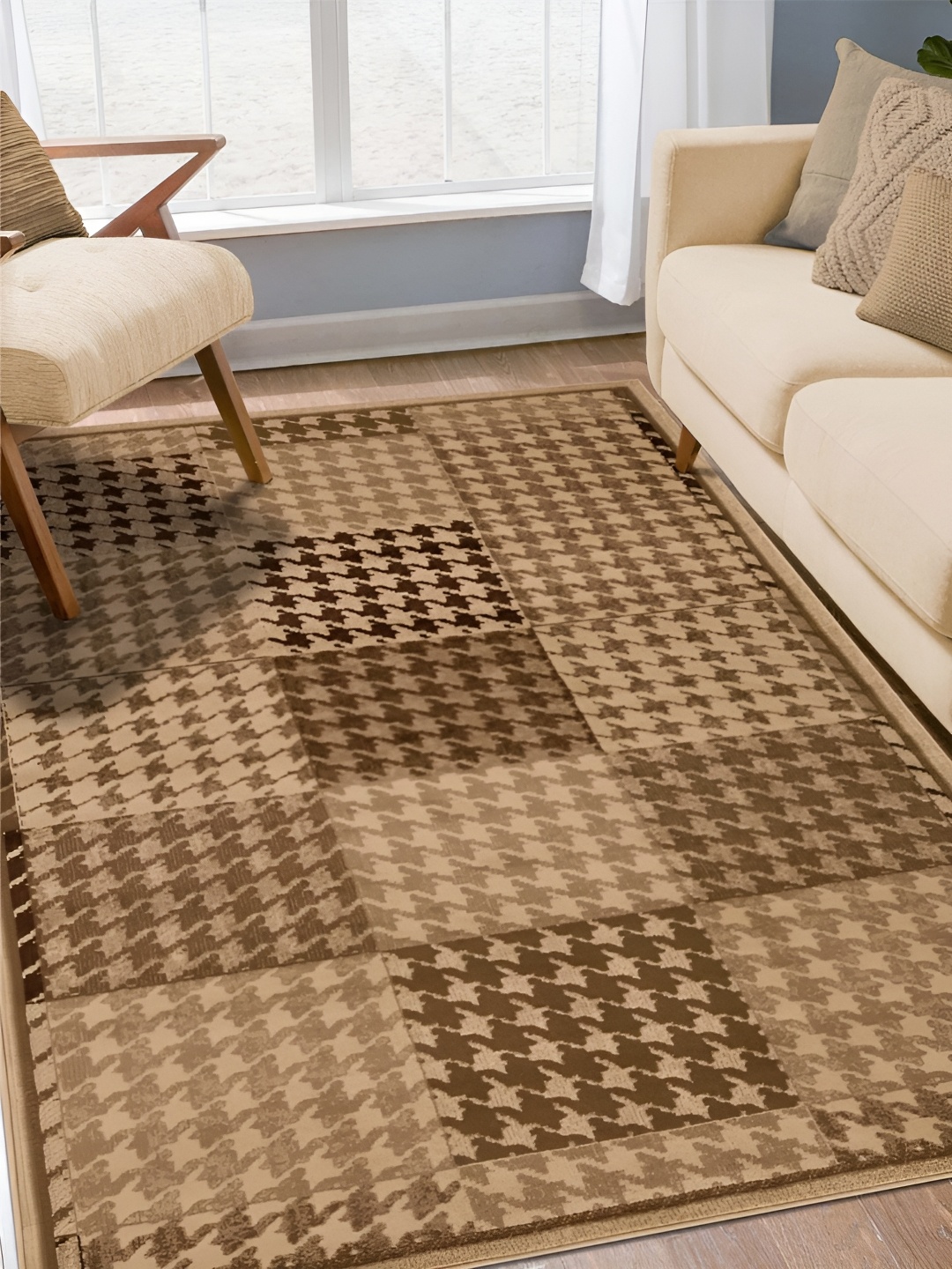 

RUGSMITH Brown & Beige Geometric Hand-Tufted Rectangle Carpet