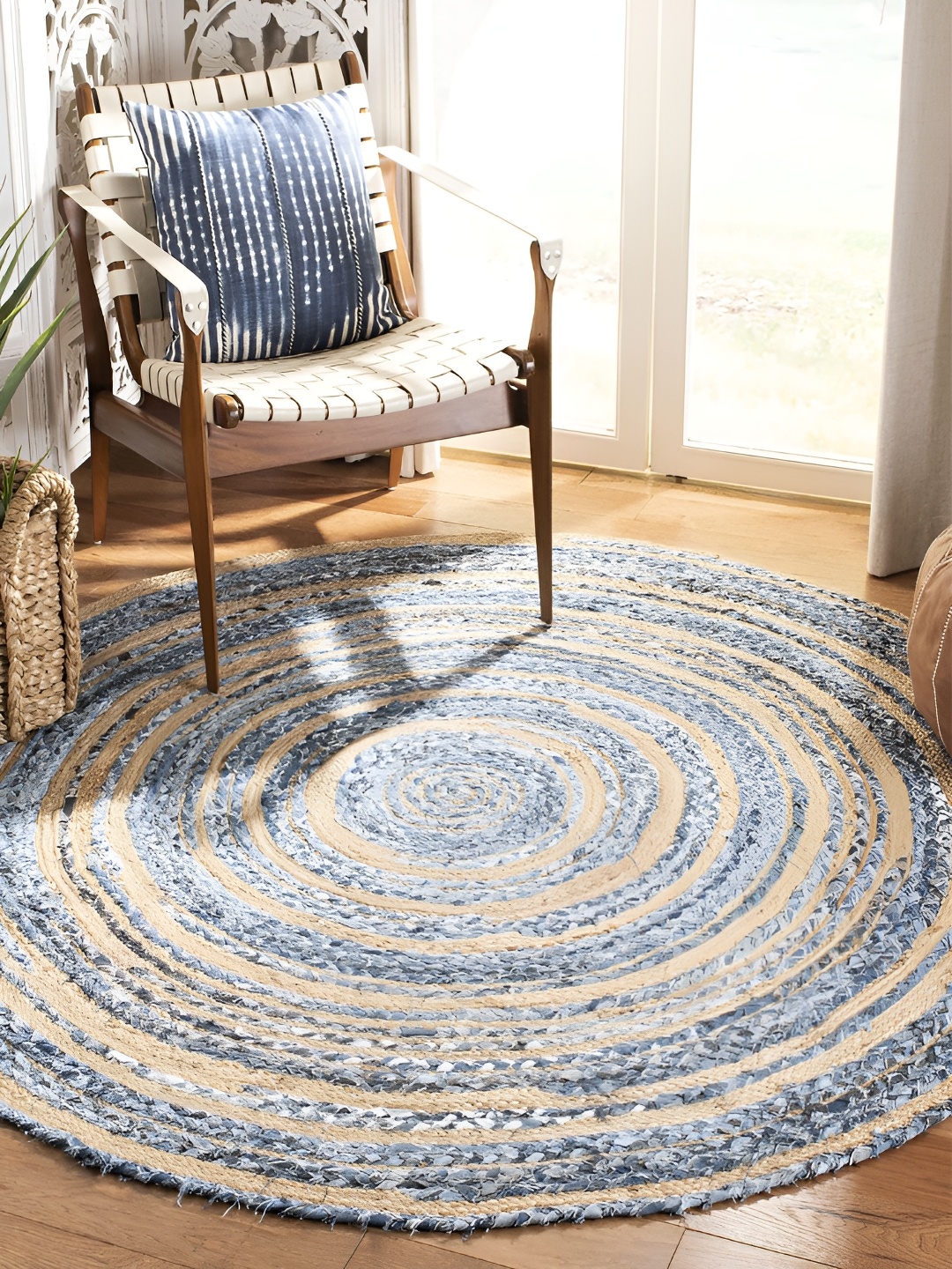 

RUGSMITH Beige & Blue Abstract Hand-Tufted Carpet