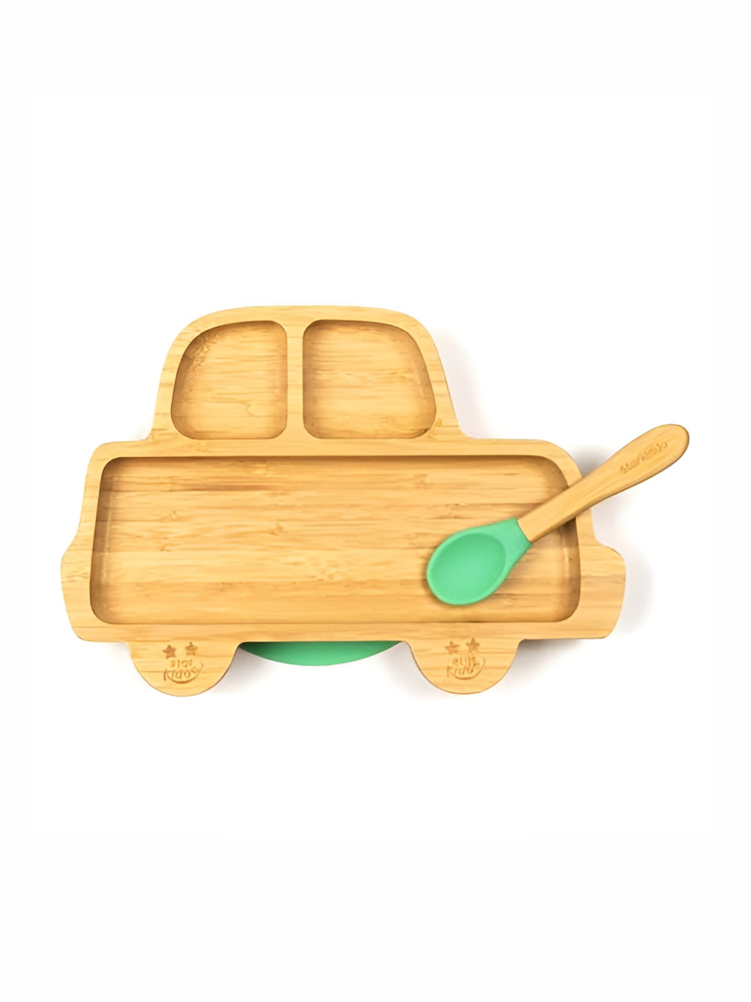 

Starkiddo Brown & Green Car-Shape Bamboo Plate With Spoon & Fork, Yellow