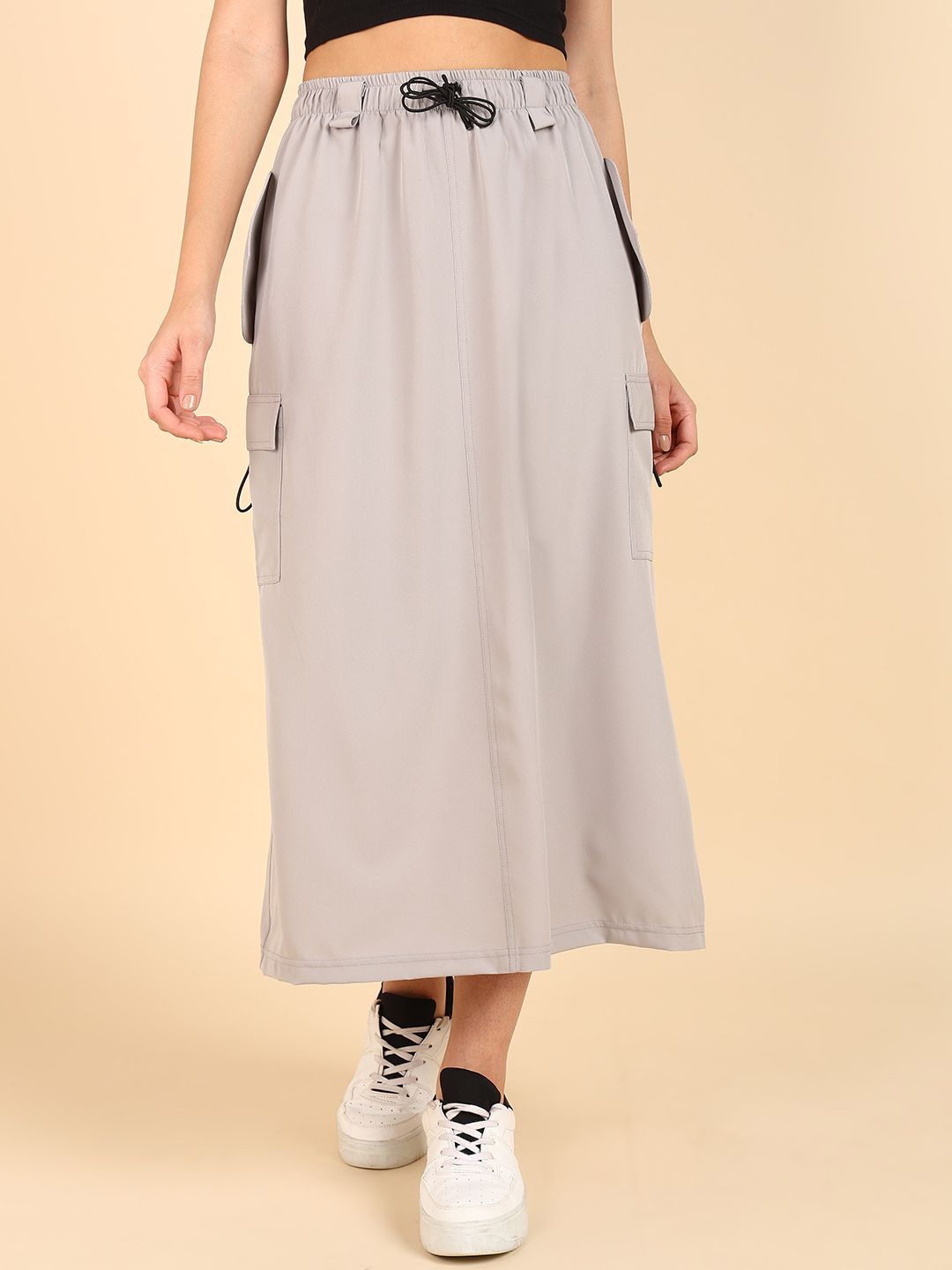 

The Roadster Lifestyle Co Grey Cargo A-Line Parachute Skirt