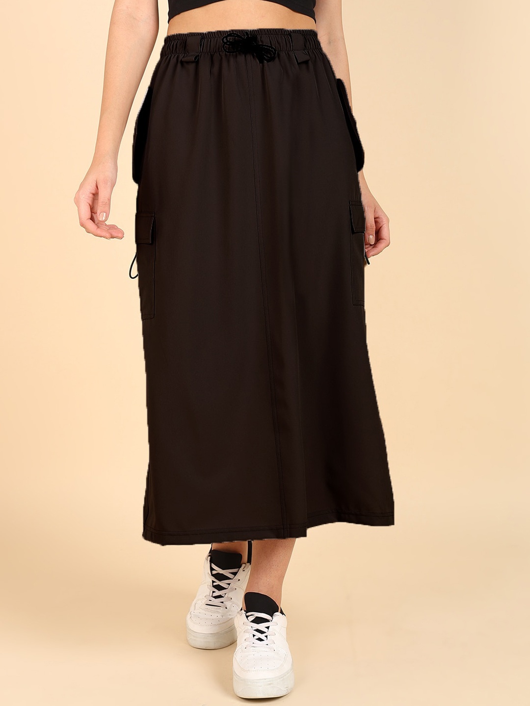 

The Roadster Lifestyle Co Black Cargo A-Line Parachute Skirt