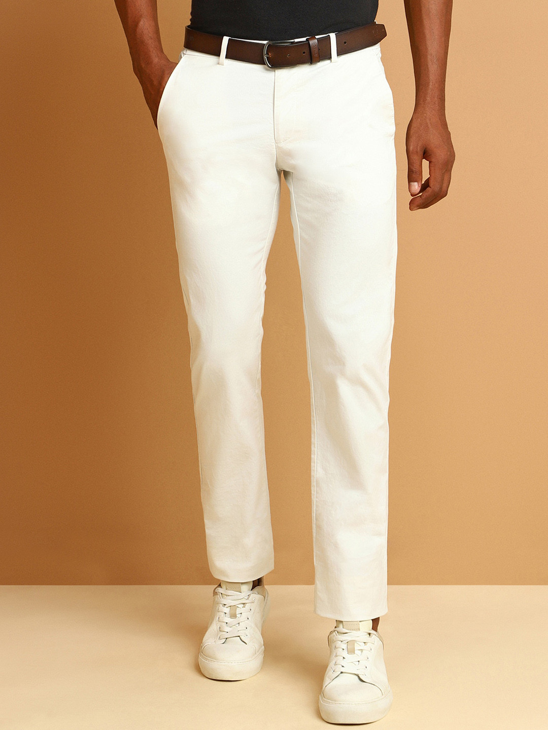 

Allen Solly Men Mid-Rise Slim Fit Cotton Chinos Trouser, Cream