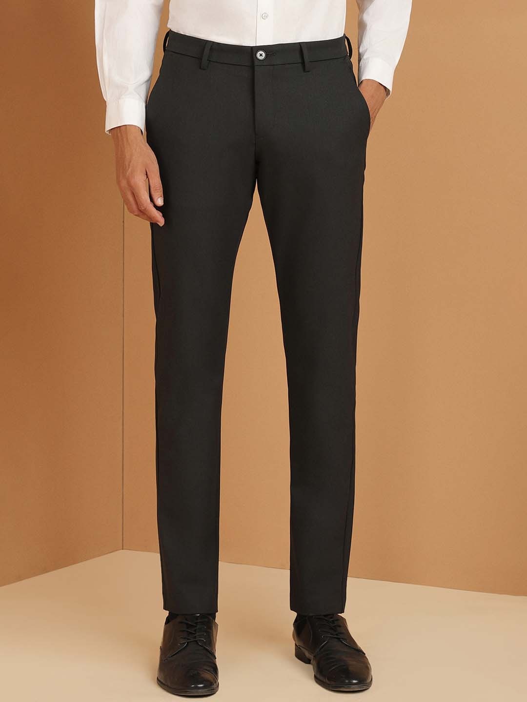 

Allen Solly Mid-Rise Zip Flat-Front Slim Fit Formal Trouser, Black