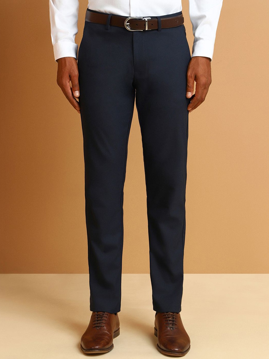 

Allen Solly Men Slim Fit Mid-Rise Formal Trouser, Navy blue