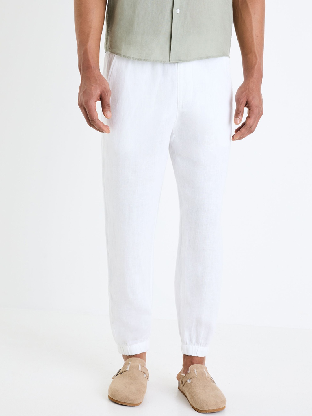

Celio Men Linen Joggers Trouser, White
