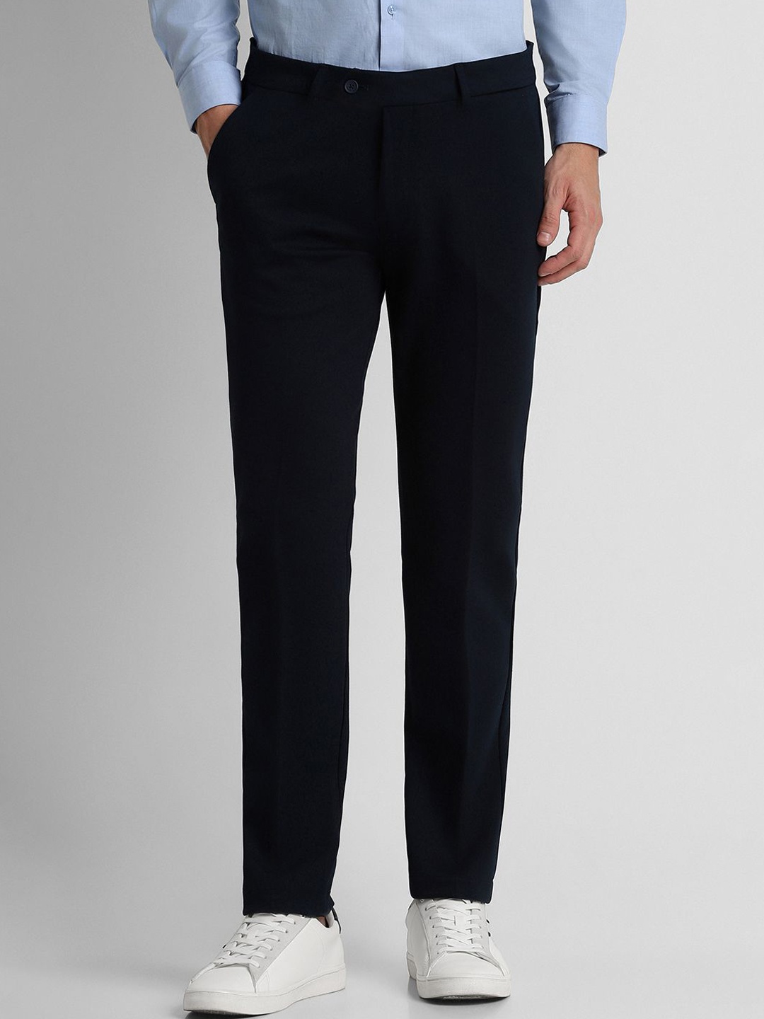 

Peter England Men Slim Fit Formal Trousers, Navy blue