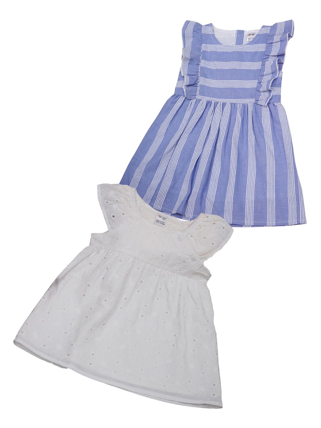 

Creative Kids Girls Pack Of 2 Striped Round Neck Fit & Flare Dresses, Blue