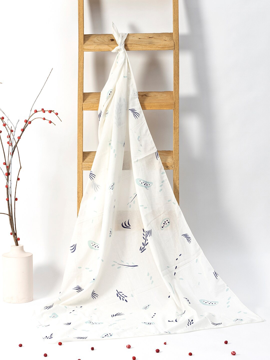 

Contrast Living Floral Printed Pure Cotton Scarf, Off white