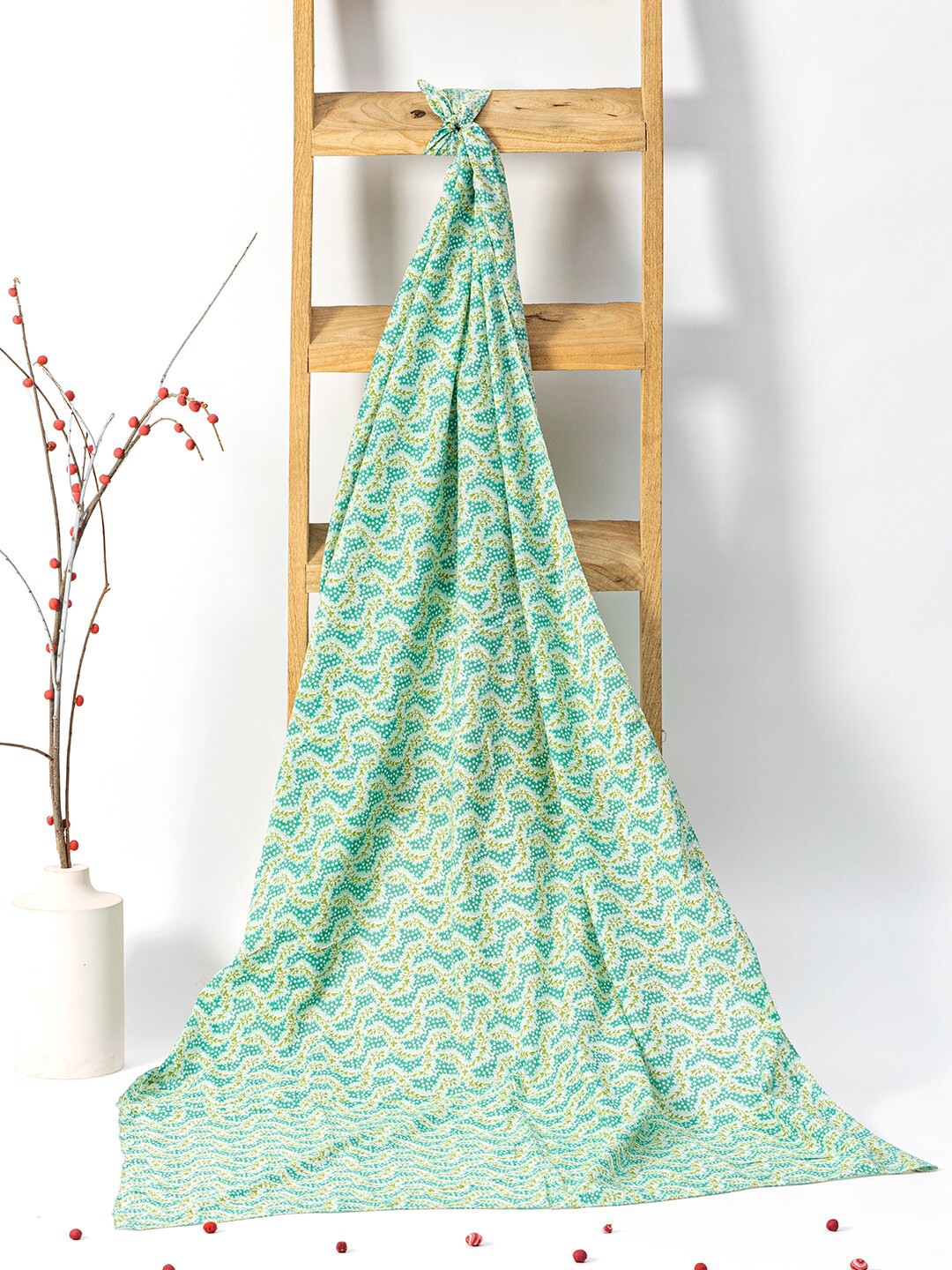 

Contrast Living Women Printed Cotton Scarf, Green